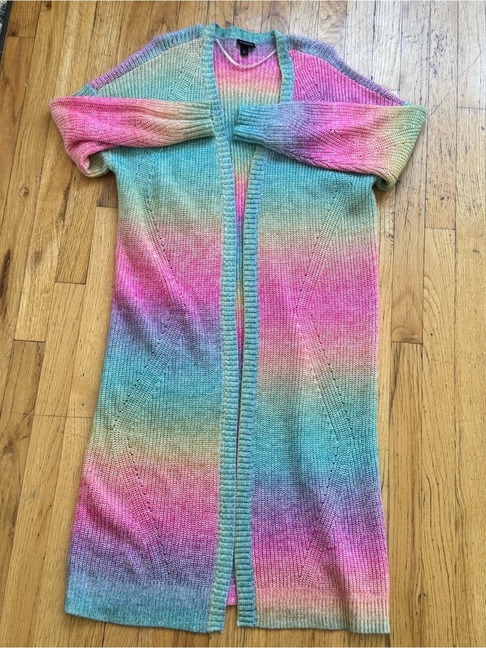 torrid Pastel Rainbow Open-Front Long Cardigan - Pink, Blue, Green